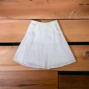 Abito Women’s White Linen Skirt w/ Pockets & Lined 30” Waist 24.5” Length